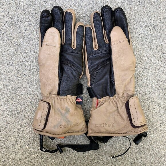 Vintage CELTEK Genuine Leather Gloves Men's S Fleece Lined Winter Tan Waterproof - Picture 1 of 14